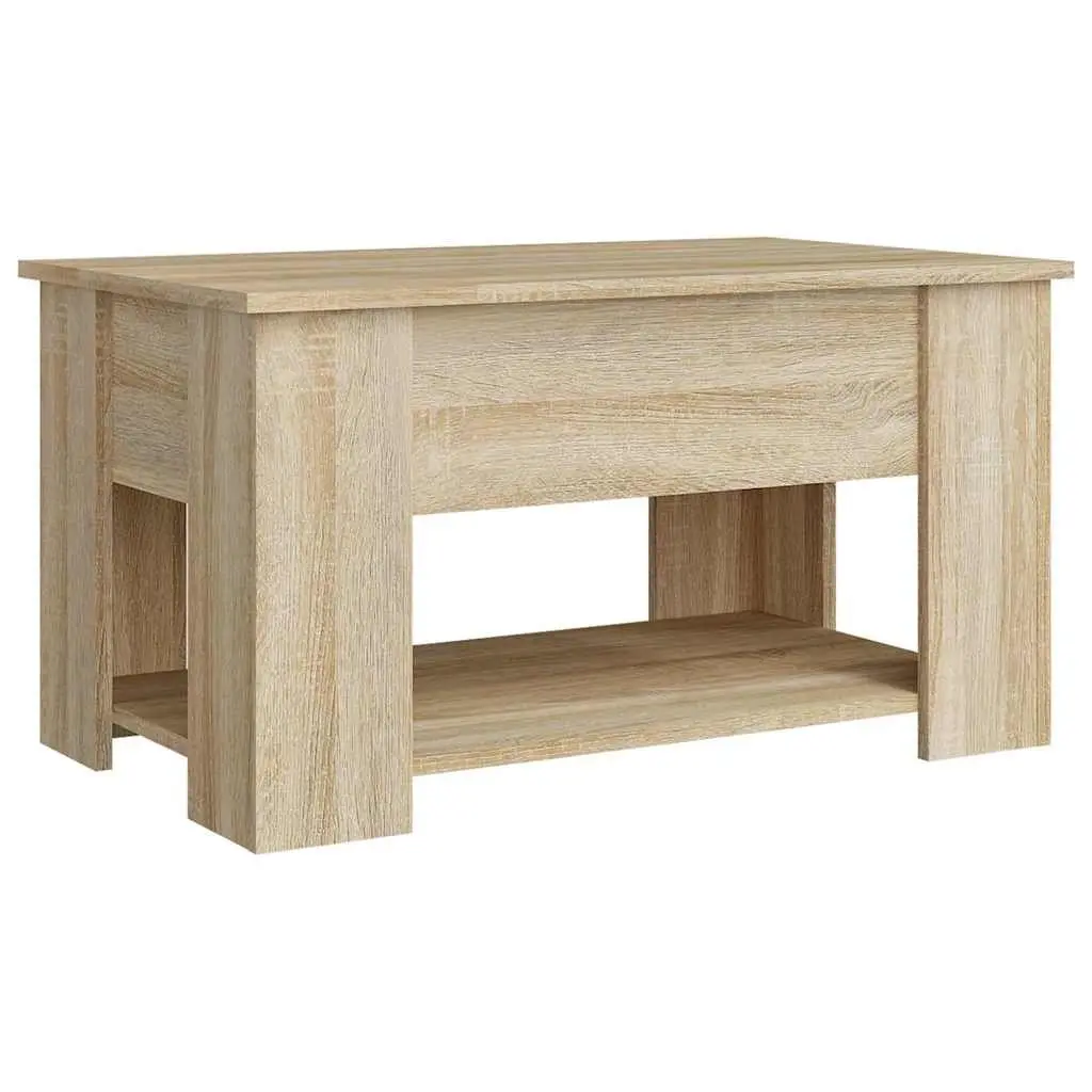 Lift Top Coffee Table Brown Engineered Wood with Hidden Storage 79x49x41cm