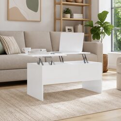 High Gloss White Coffee Table with Adjustable Top