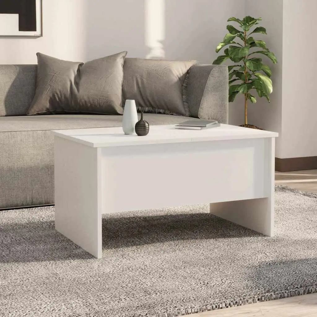 Lift Top Coffee Table with Storage Modern White 80x50x42.5cm