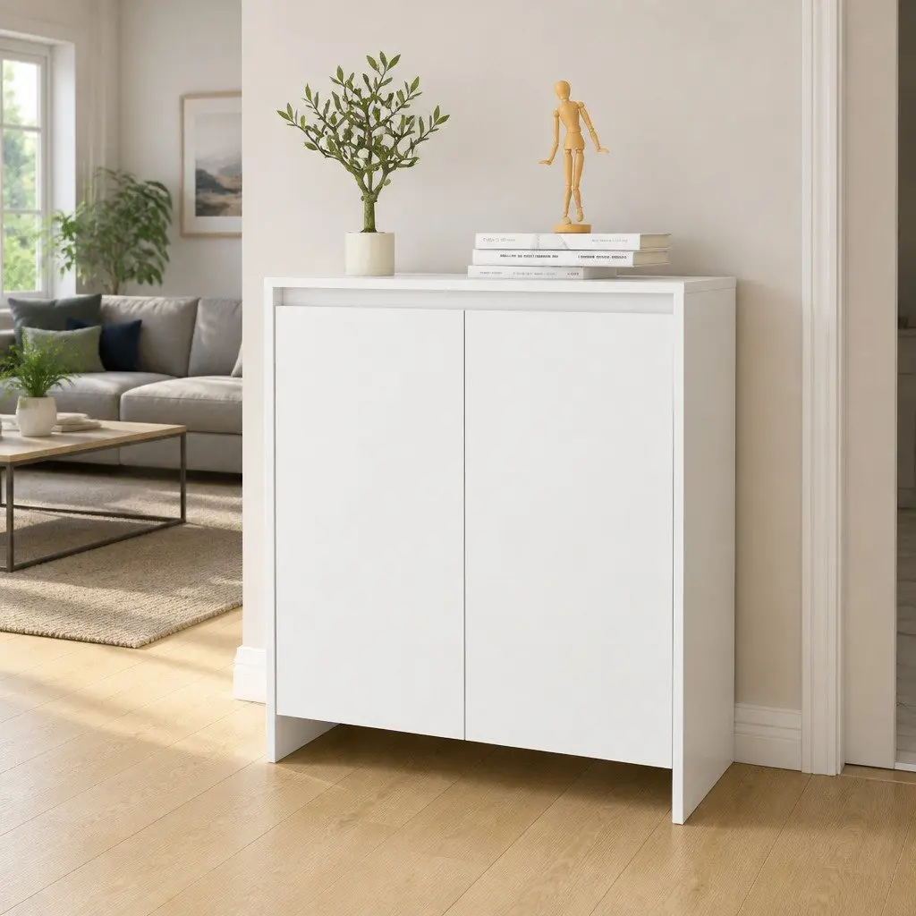 Sideboard Cabinet Storage Furniture 2 Door White