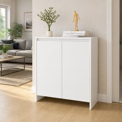White Engineered Wood Sideboard Cabinet with 2 Doors