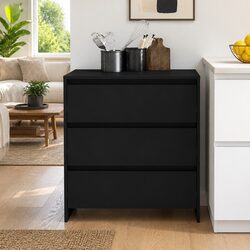 3 Drawer Black Sideboard Cabinet with Engineered Wood