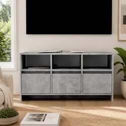 Engineered Wood TV Cabinet in Concrete Grey with Storage