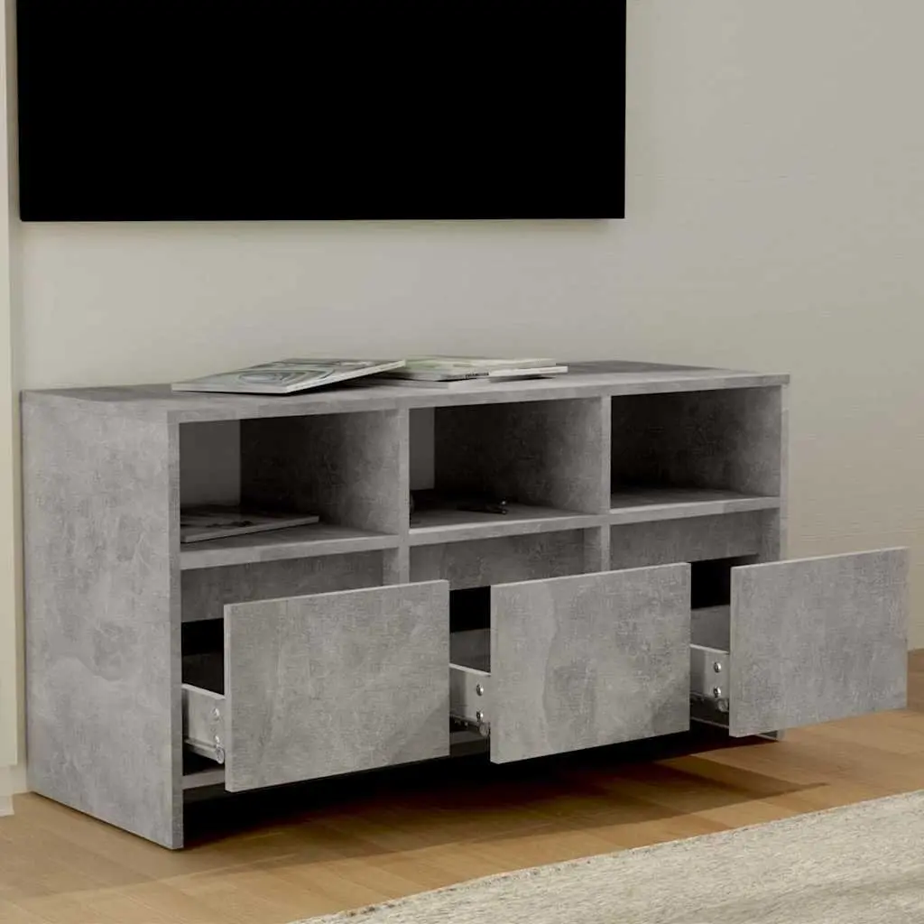 TV Cabinet Storage 3 Drawers 3 Compartments Concrete Grey