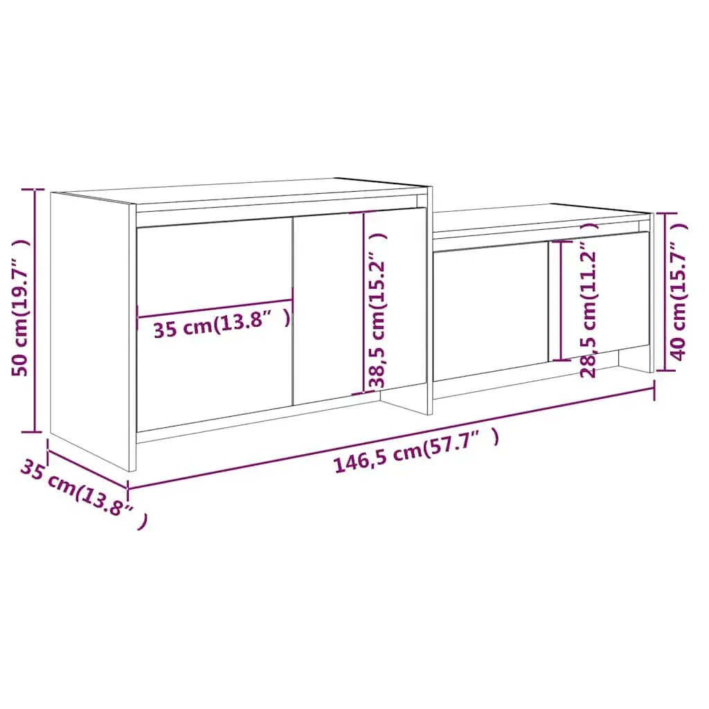 TV Cabinet 4 Door Storage Unit Lowboard Black Engineered Wood