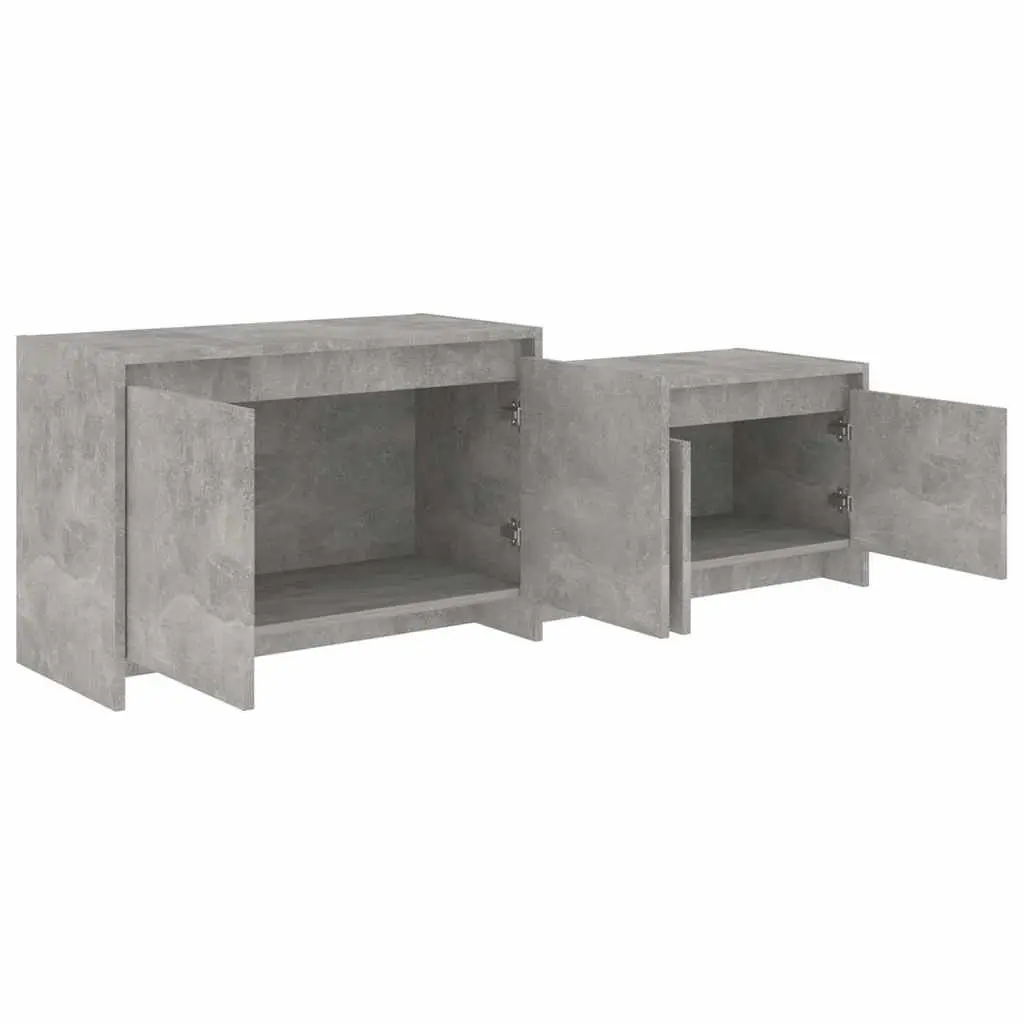 Lowboard TV Cabinet Engineered Wood Concrete Grey 4 Doors 1465x350x500mm Living Room Storage Unit