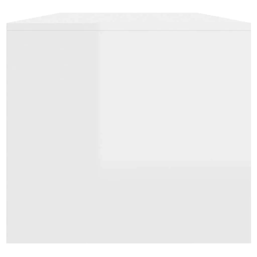 Coffee Table Modern White High Gloss with Storage Compartment and Shelves 102L x 50W x 45H cm