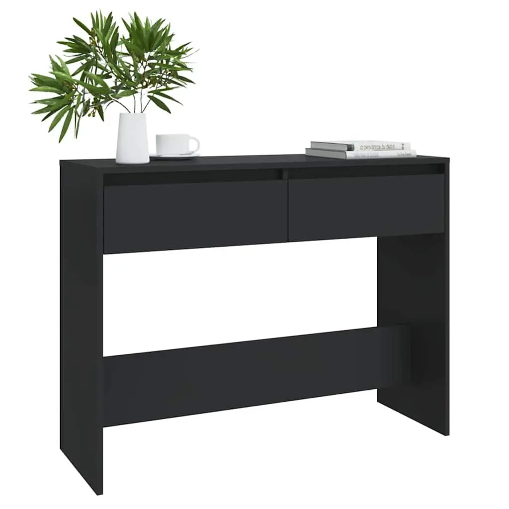 Console Table Compact Black Storage Furniture
