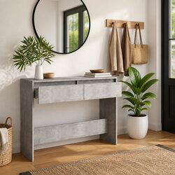 Engineered Wood Grey Console Table for Storage