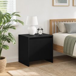 Compact Black Nightstand Set 2 pcs with Storage Compartment