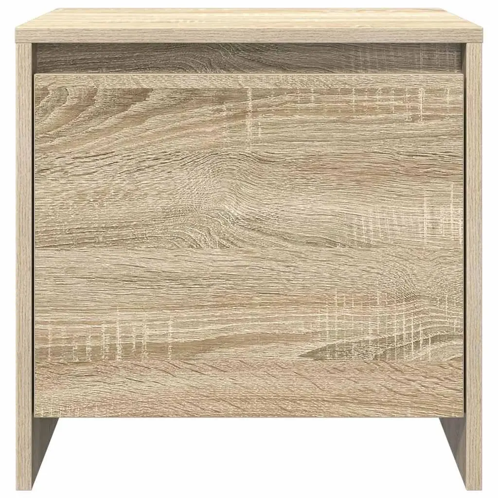 Bedside Table Engineered Wood Storage Compact Beige
