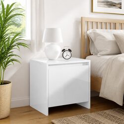 White High Gloss Nightstand in Engineered Wood 45x34x44.5 cm