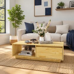 Coffee Table Dimensions 110x50x33.5cm Solid Pinewood Design