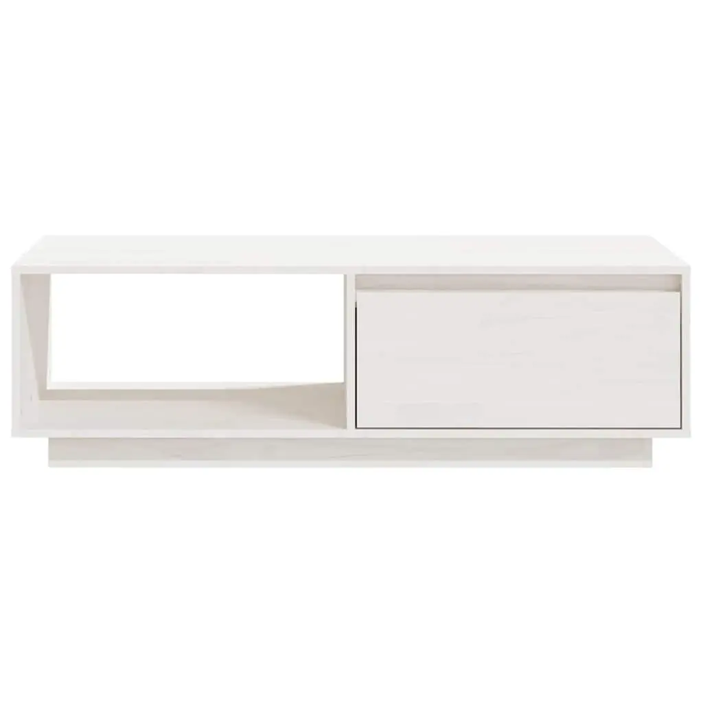 Coffee Table White Solid Pinewood Modern Design Living Room Accent Furniture