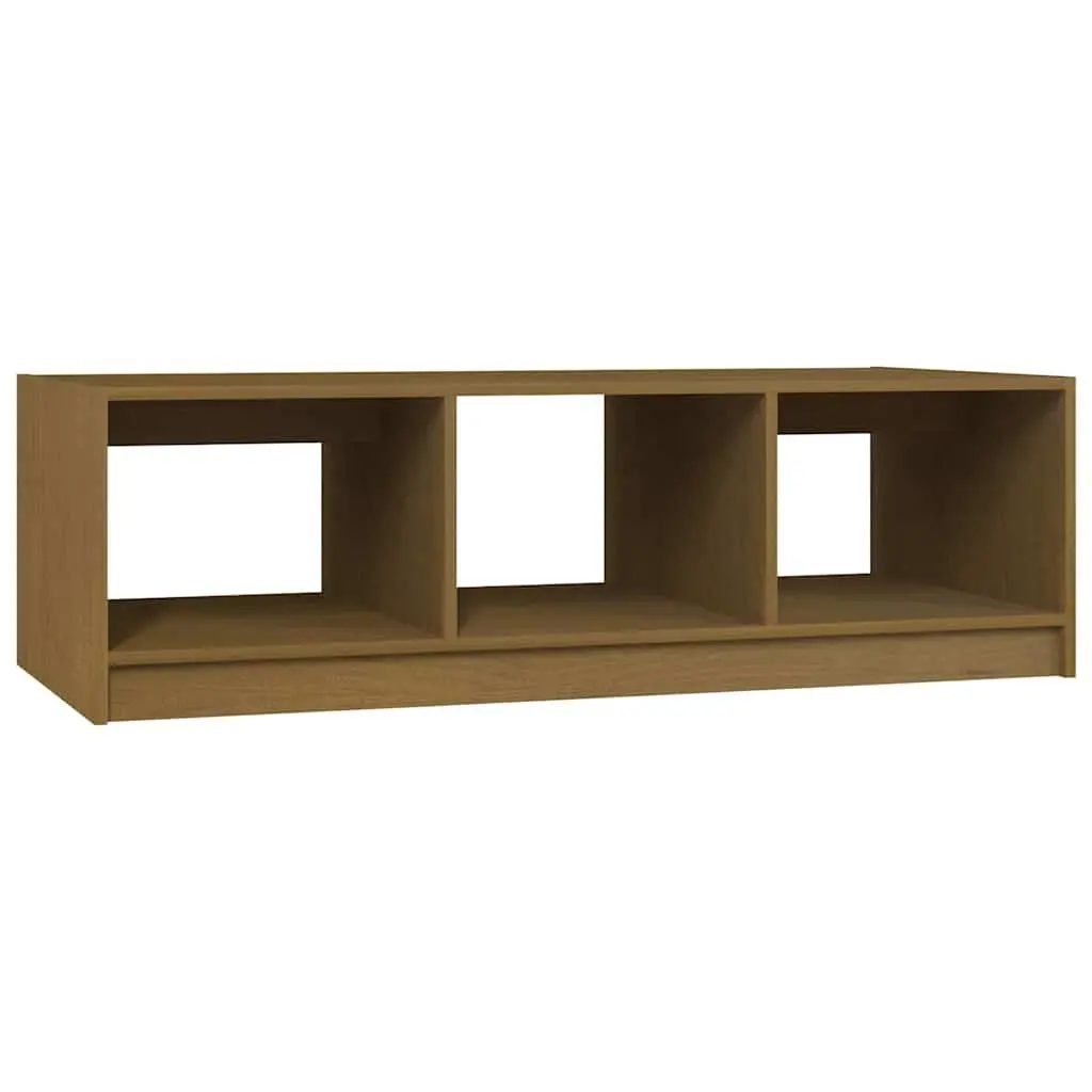 Coffee Table Solid Pinewood Storage Honey Brown 110 x 50 x 34 cm