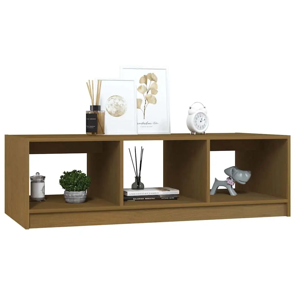 Coffee Table Solid Pinewood Storage Honey Brown 110 x 50 x 34 cm