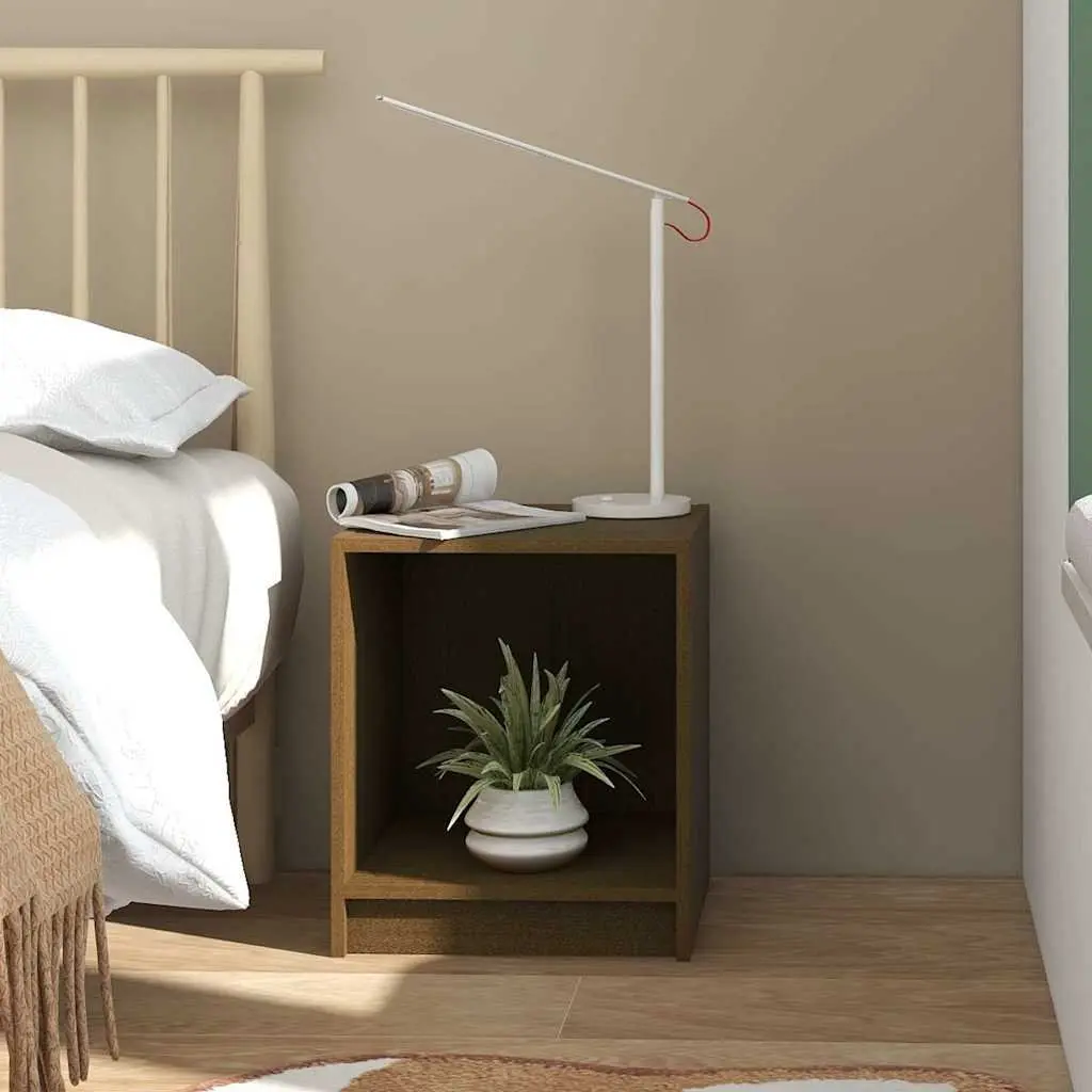 Bedside Cabinets Solid Pinewood Ample Storage Honey Brown 2 Piece