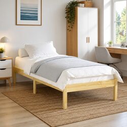 Solid Pinewood Bed Frame 90x190 cm Brown for Single Use