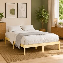 Solid Pinewood Bed Frame 150x200 cm in Brown