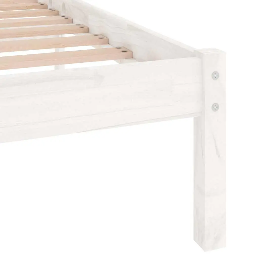 Bed Frame Solid Wood Slatted Base 150x200 cm White Modern