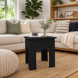 Black Coffee Table with Engineered Wood Construction 40x40x42cm
