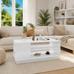 White High Gloss Coffee Table with Practical Storage