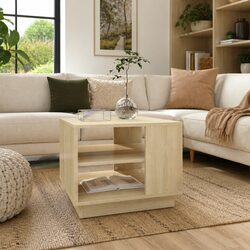 Brown Coffee Table with Shelving Storage Features