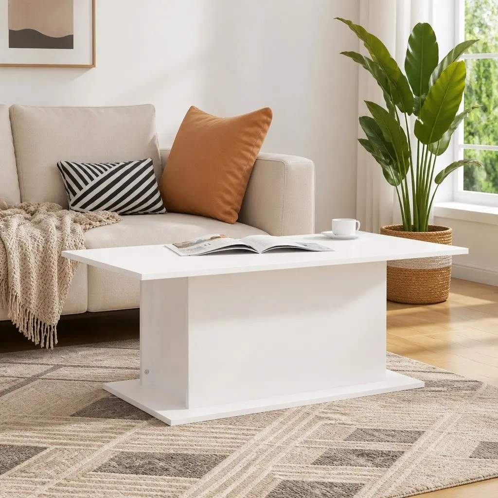 Coffee Table Engineered Wood Durable 102cm White