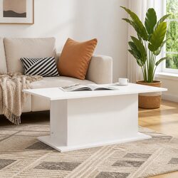 Coffee Table in White Engineered Wood, 102cm Dimensions