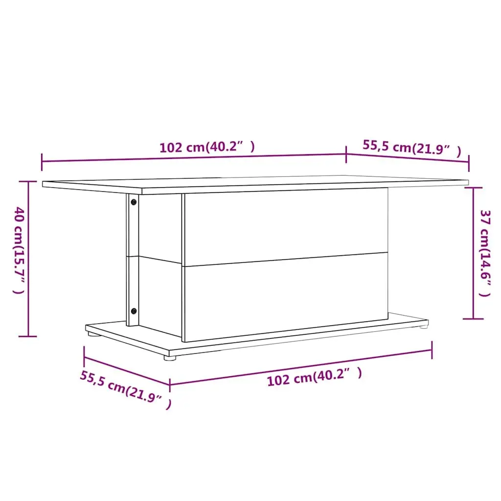 Coffee Table Engineered Wood Durable 102cm White