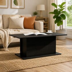 Black Engineered Wood Coffee Table with Durable Design