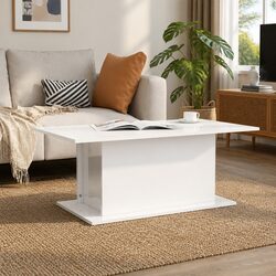 High Gloss White Coffee Table with Engineered Wood Design