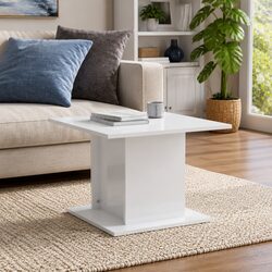 High Gloss White Coffee Table with Engineered Wood Design