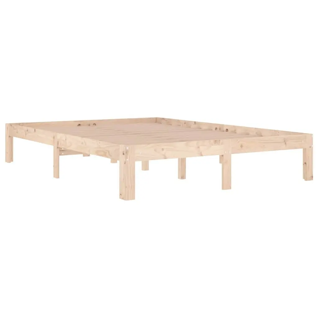 Wooden Bed Frame Solid Pine Wood Double Size 135x190 cm Brown