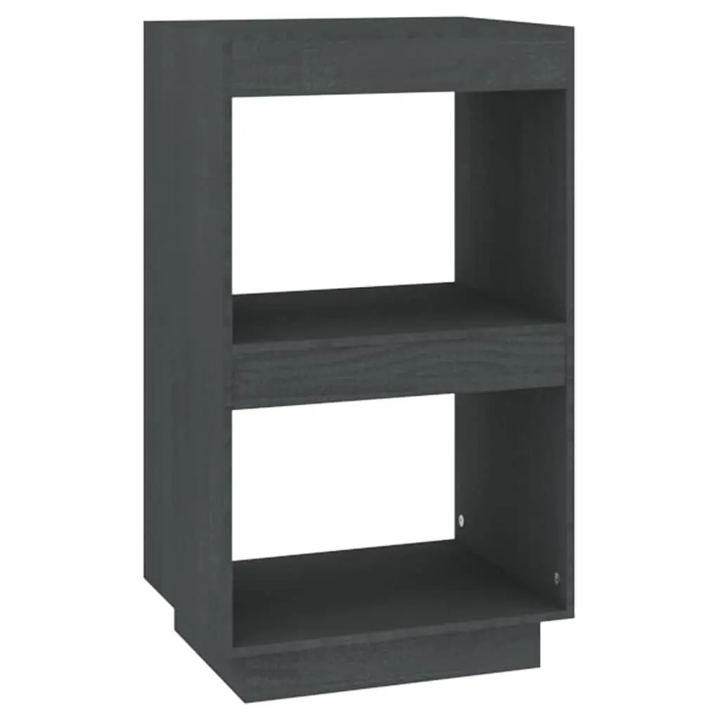 Bookcase Grey Solid Pinewood Storage Shelving Unit 40 x 35 x 71 cm