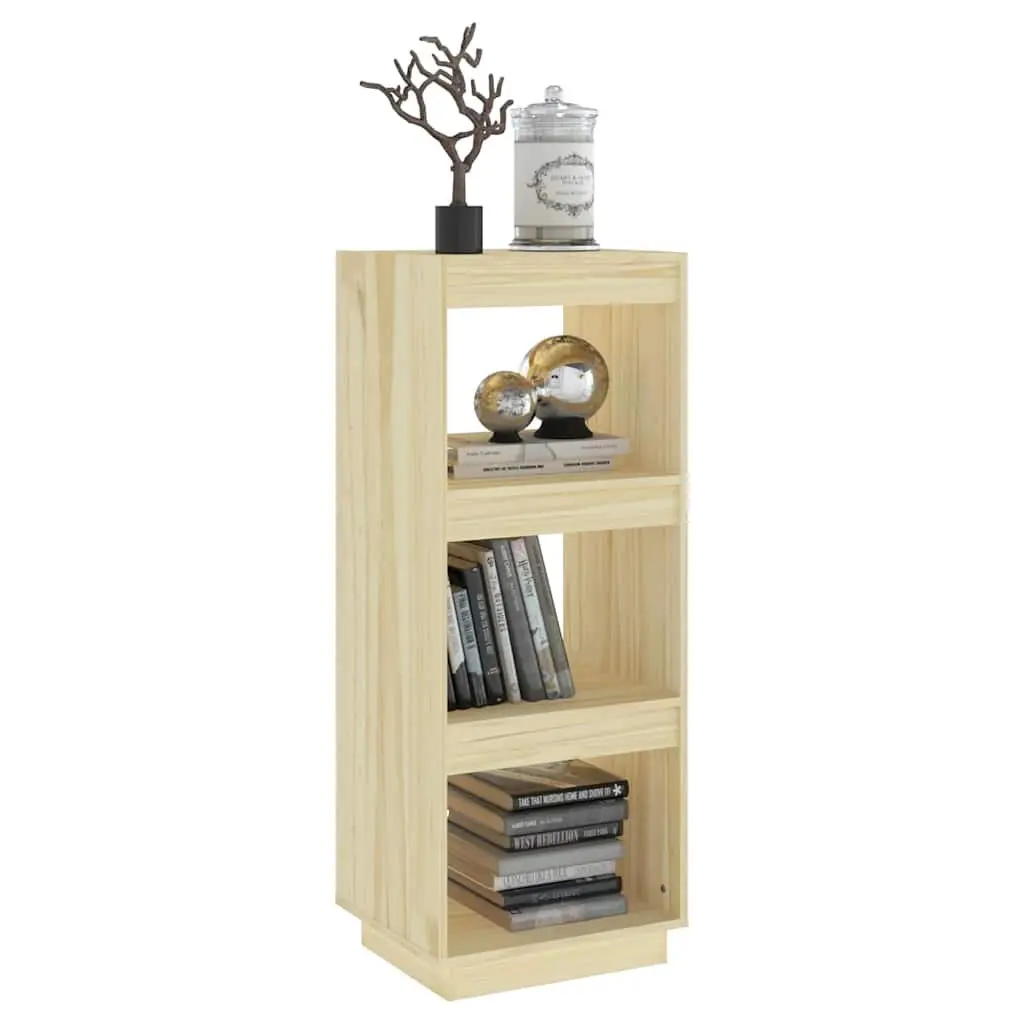 Solid Pinewood Bookshelf Room Divider Storage Organiser 40x35x103cm Brown