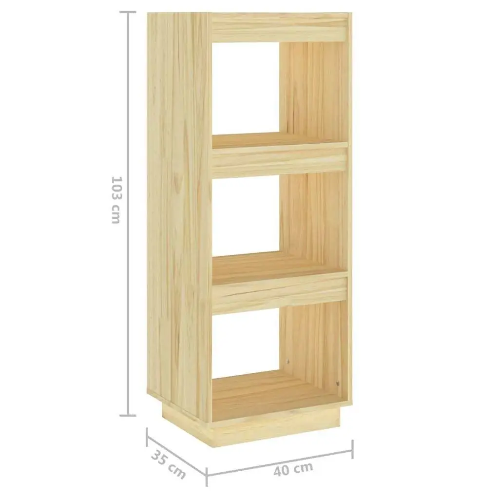 Solid Pinewood Bookshelf Room Divider Storage Organiser 40x35x103cm Brown