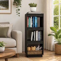 Solid Pinewood Book Cabinet Room Divider Grey 40x35x103cm