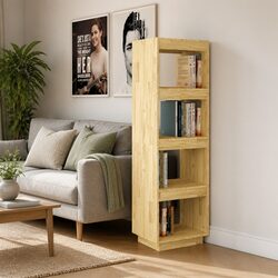 Solid Pinewood Book Cabinet Shelf Room Divider 40x35x135 cm