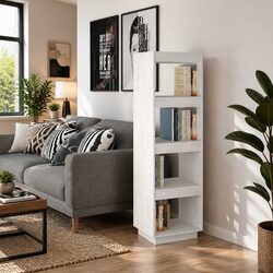 Book Cabinet Room Divider in White 40x35x135 cm Solid Pinewood
