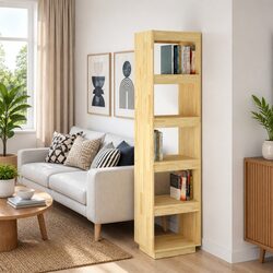 Solid Pinewood Room Divider Book Cabinet 40x35x167cm