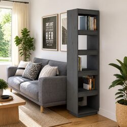 Solid Pine Wood Book Cabinet Room Divider Grey 40x35x167 cm
