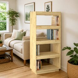 Functional Wooden Bookcase Room Divider with Ample Storage