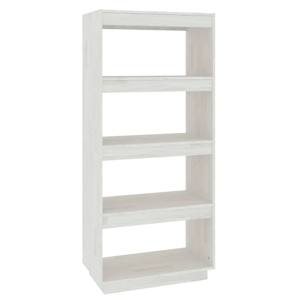 Book Cabinet Room Divider Open Shelf Solid Pinewood 60x35x135 cm White