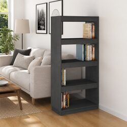 Solid Pinewood Book Cabinet with Shelving 60x35x135cm