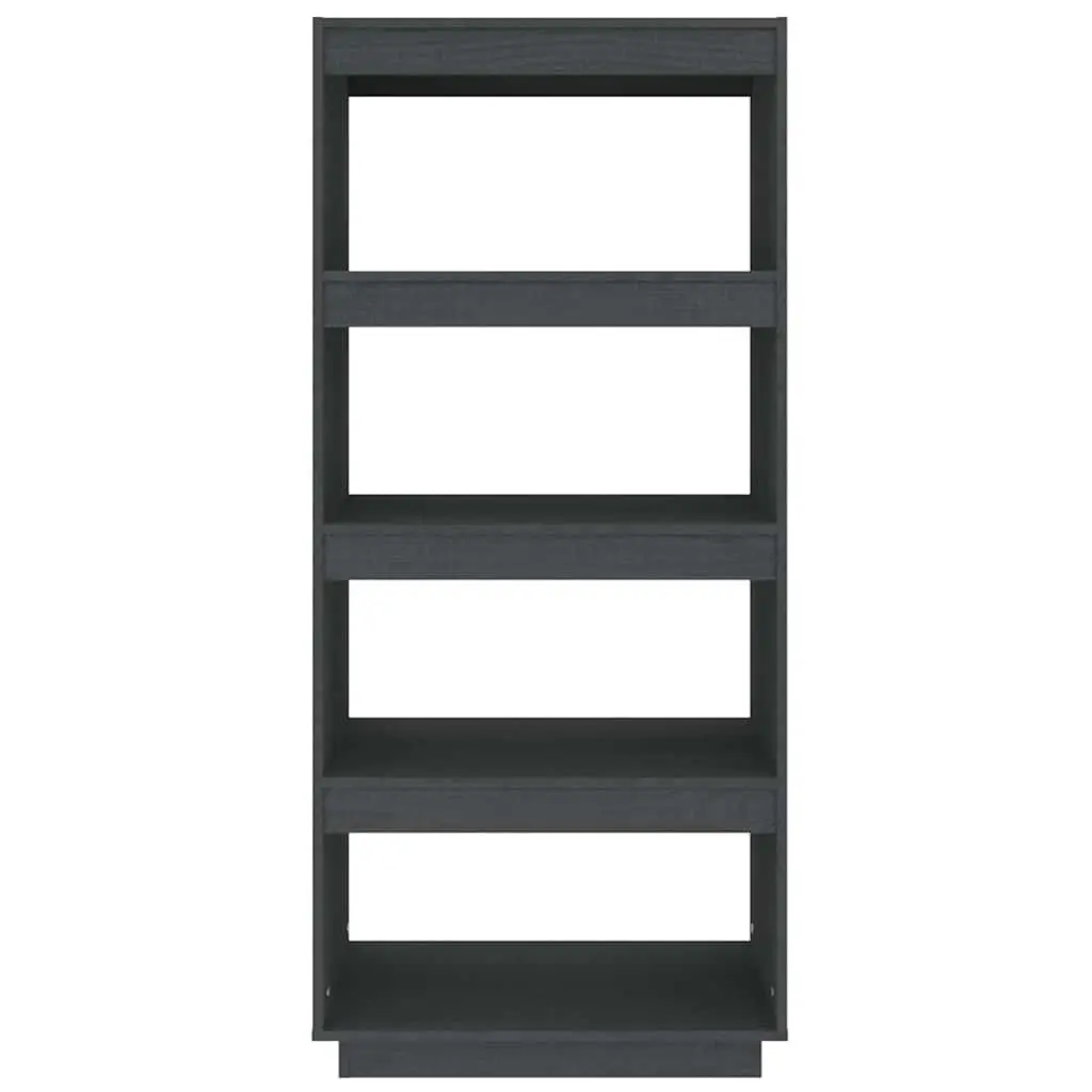Book Cabinet Room Divider Solid Pinewood Storage 60x35x135cm Grey