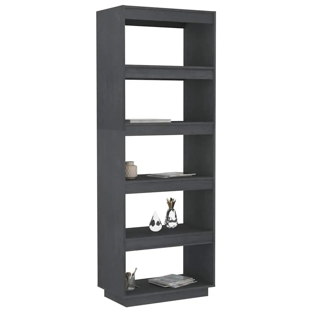 Book Cabinet Room Divider Solid Pinewood Grey 60x35x167cm