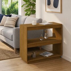 Solid Pinewood Book Cabinet Storage Unit in Honey Brown