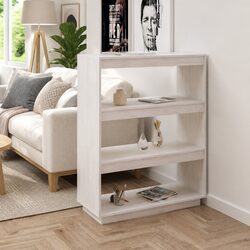 Wooden Book Cabinet Room Divider in White with Multiple Shelves