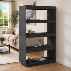 Grey Solid Pinewood Shelving Unit with Storage Capacity
